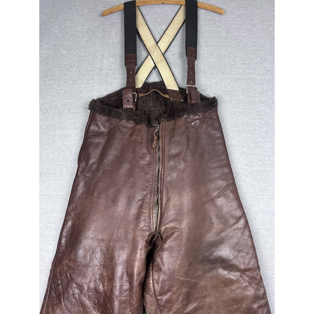Vintage WWII US Navy Aero Leather Flyers Winter Trousers Pants RARE